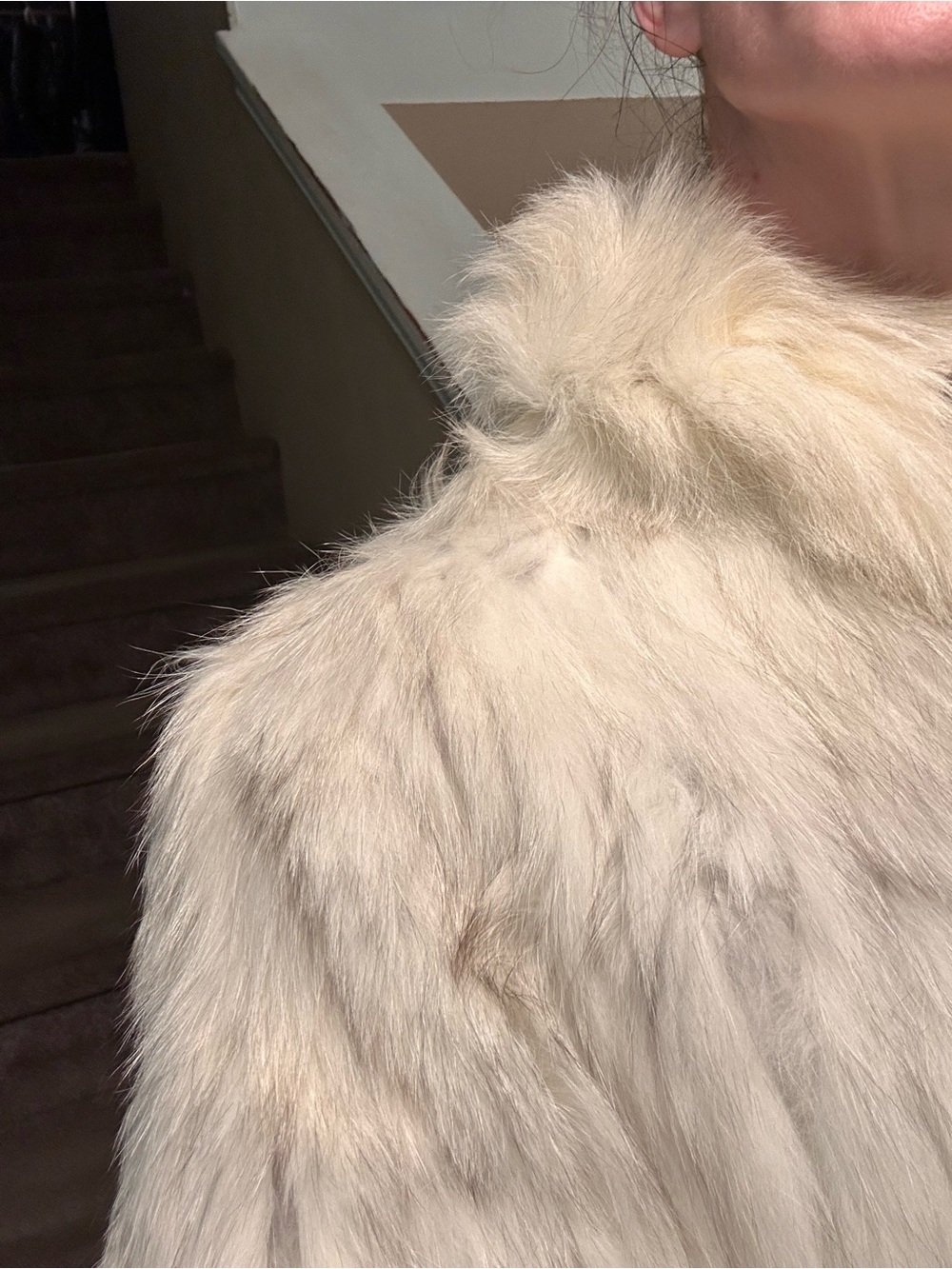 Vintage Cream Rabbit Fur Jacket - Satin Lining - Picture 3 of 6